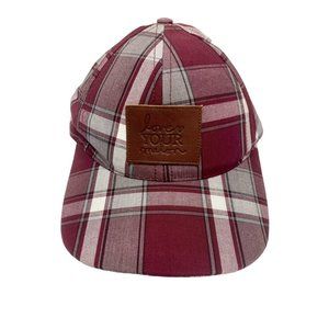 Love Your Melon Plaid Baseball Cap Red White One Size NWT
